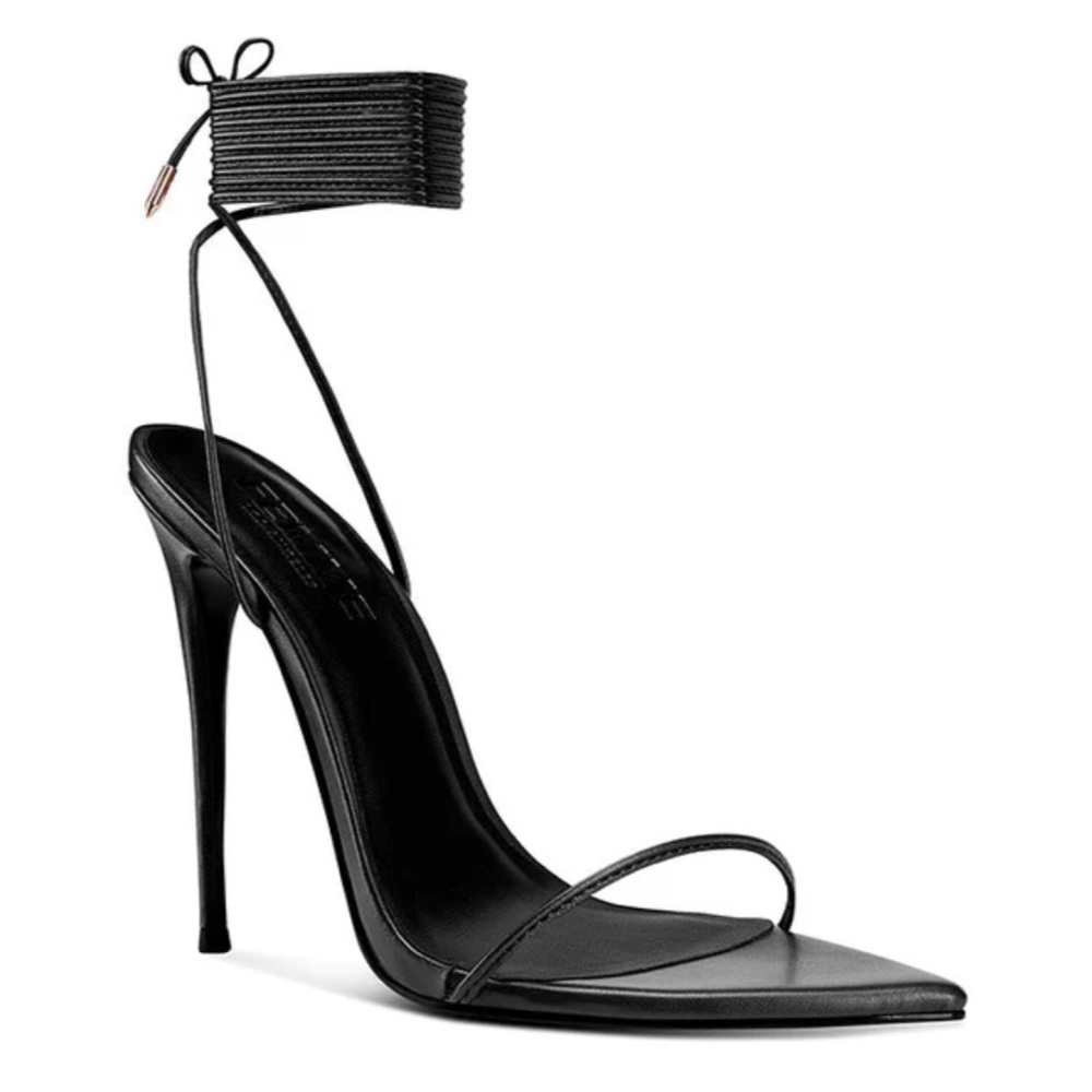NEW Femme Luce Minima Black Lace Up Wrap Heels - Picture 3 of 9
